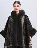 Coat With Faux Fur Hat Poncho