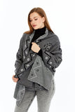 Women's Black Striped Spinning Shawl