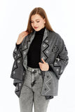 Women's Black Striped Spinning Shawl