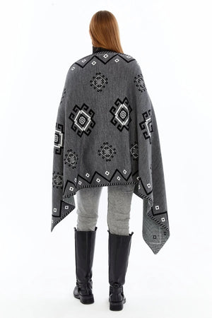 Women's Black Striped Spinning Shawl