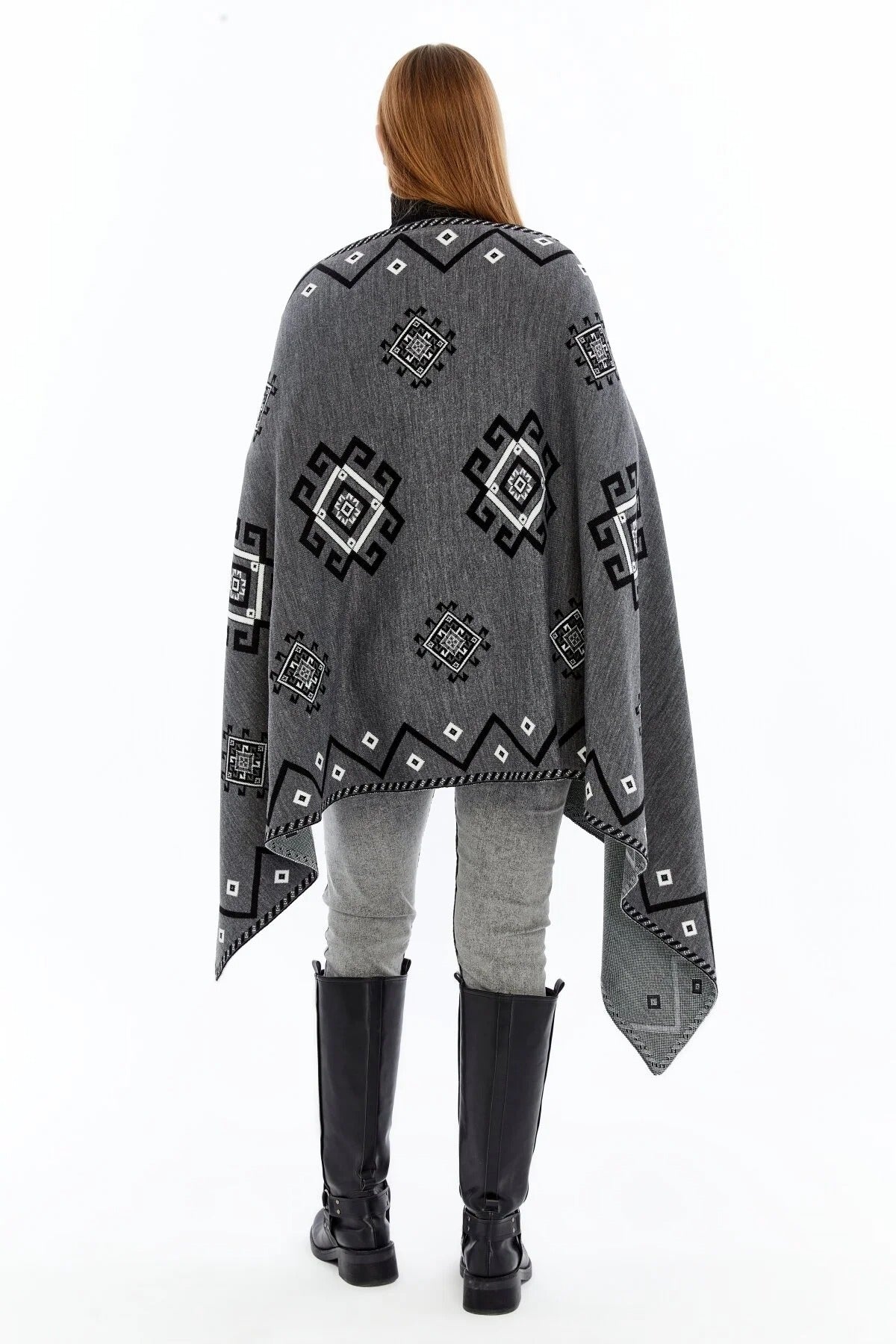 Women's Black Striped Spinning Shawl