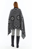 Women's Black Striped Spinning Shawl
