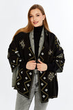 Women's Black Striped Spinning Shawl