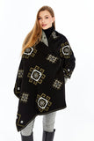 Women's Black Striped Spinning Shawl