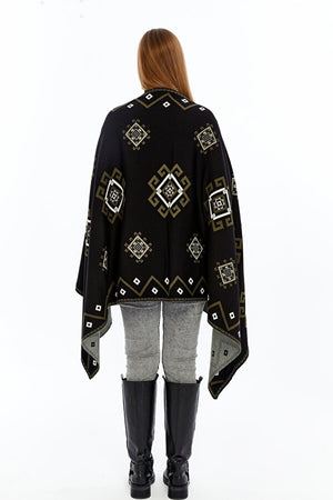 Women's Black Striped Spinning Shawl