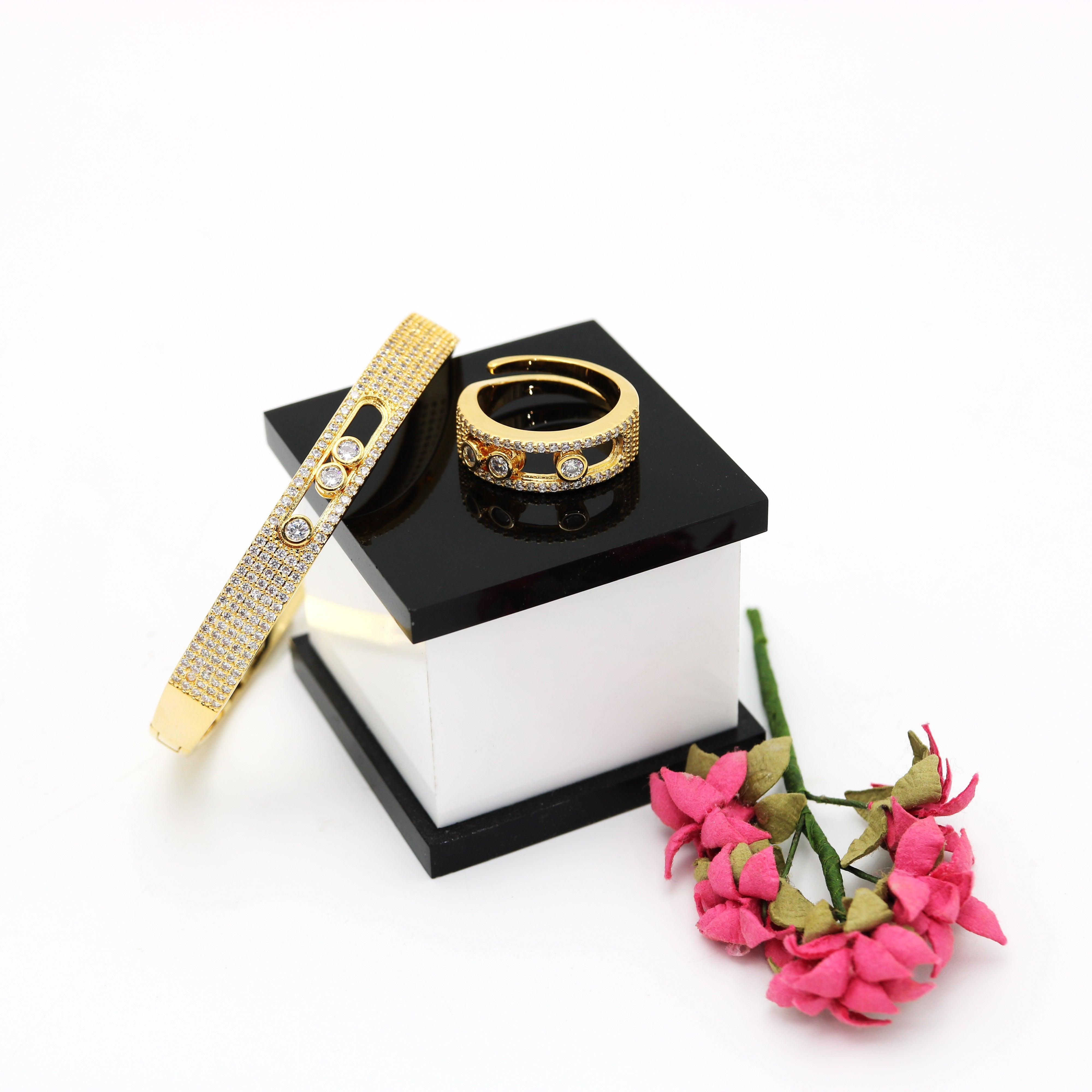 A ring set with a bracelet made of zircon stones Secondary image