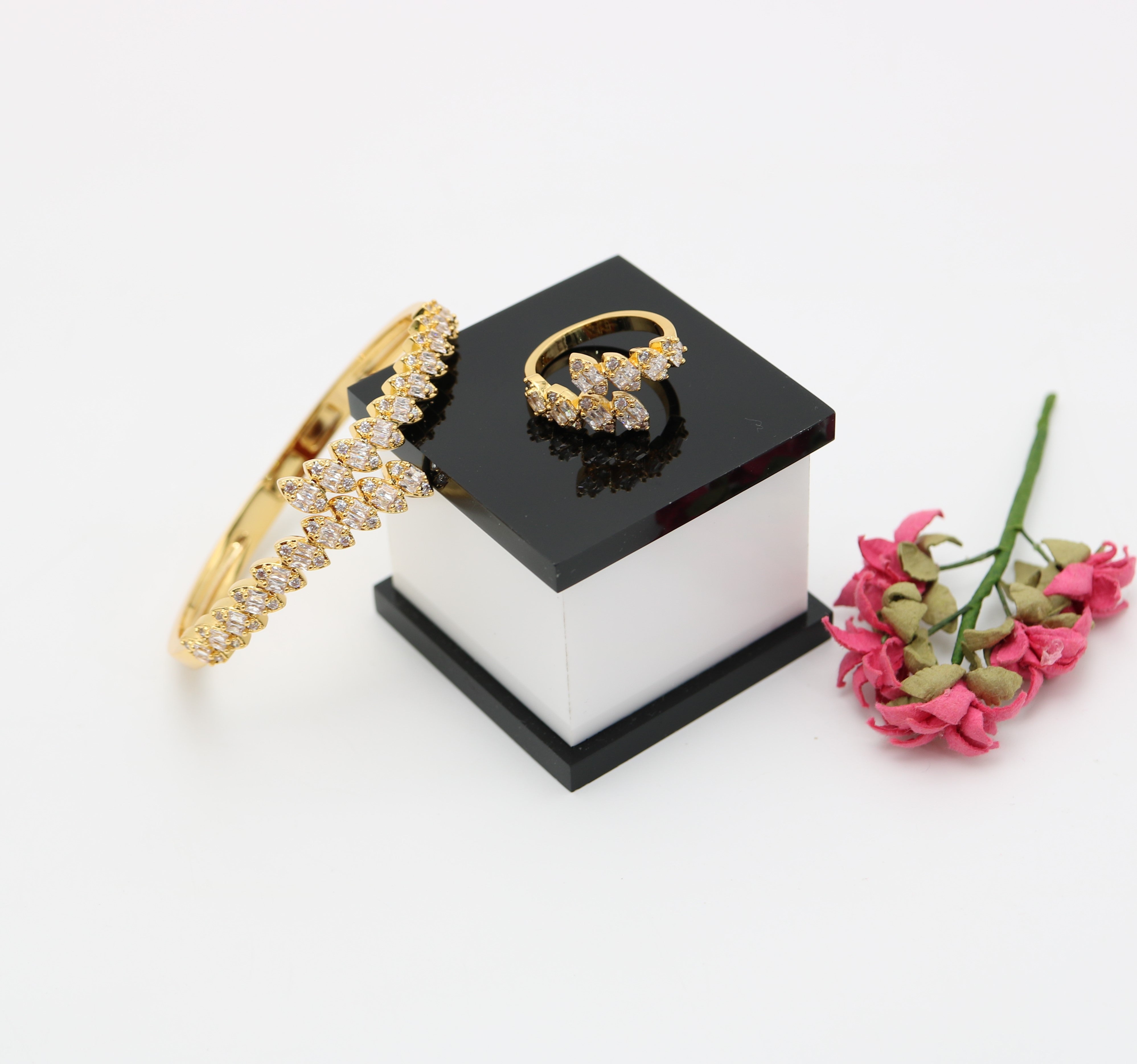 A ring set with a bracelet made of zircon stones Secondary image