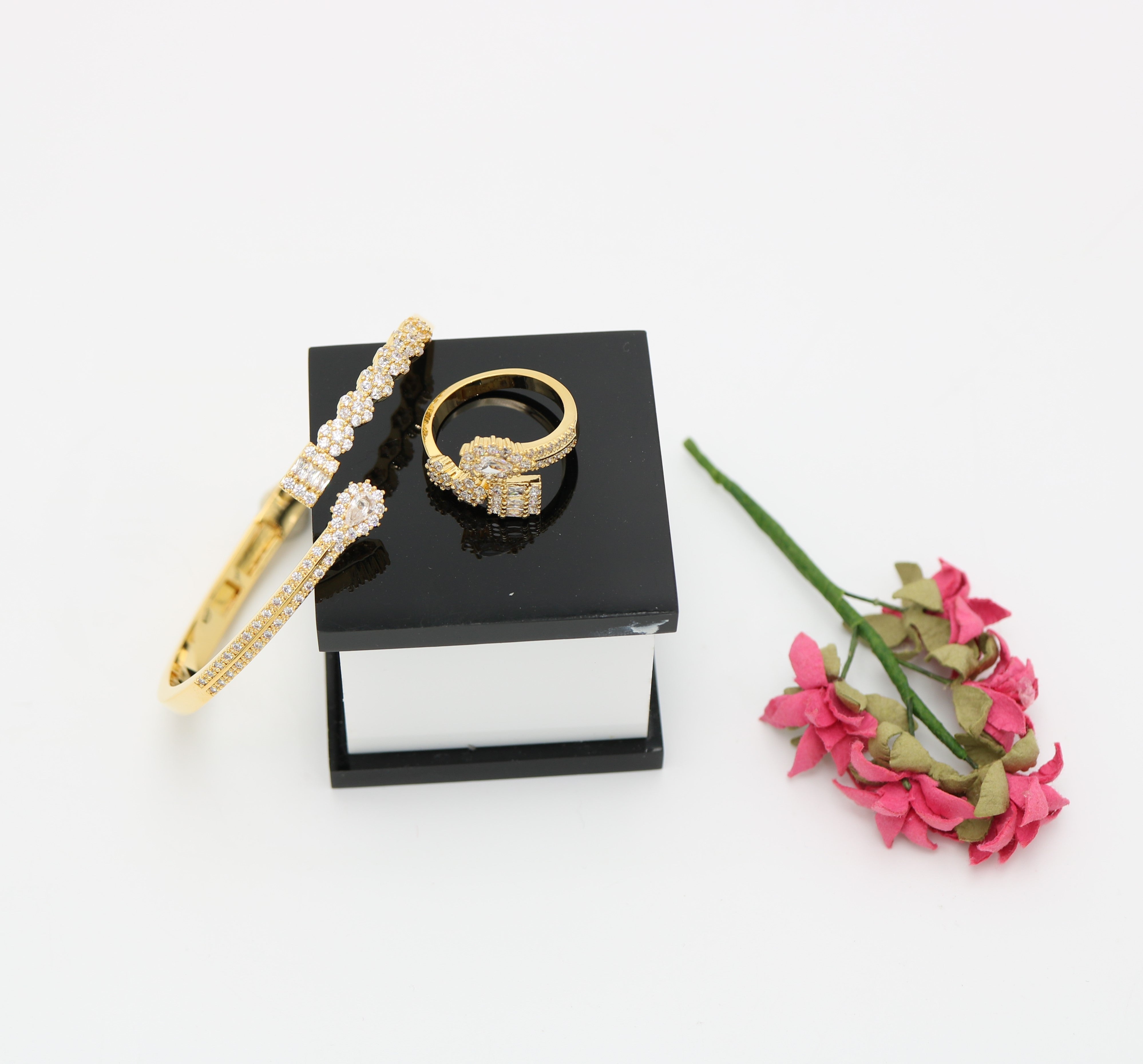 A ring set with a bracelet made of zircon stones Secondary image