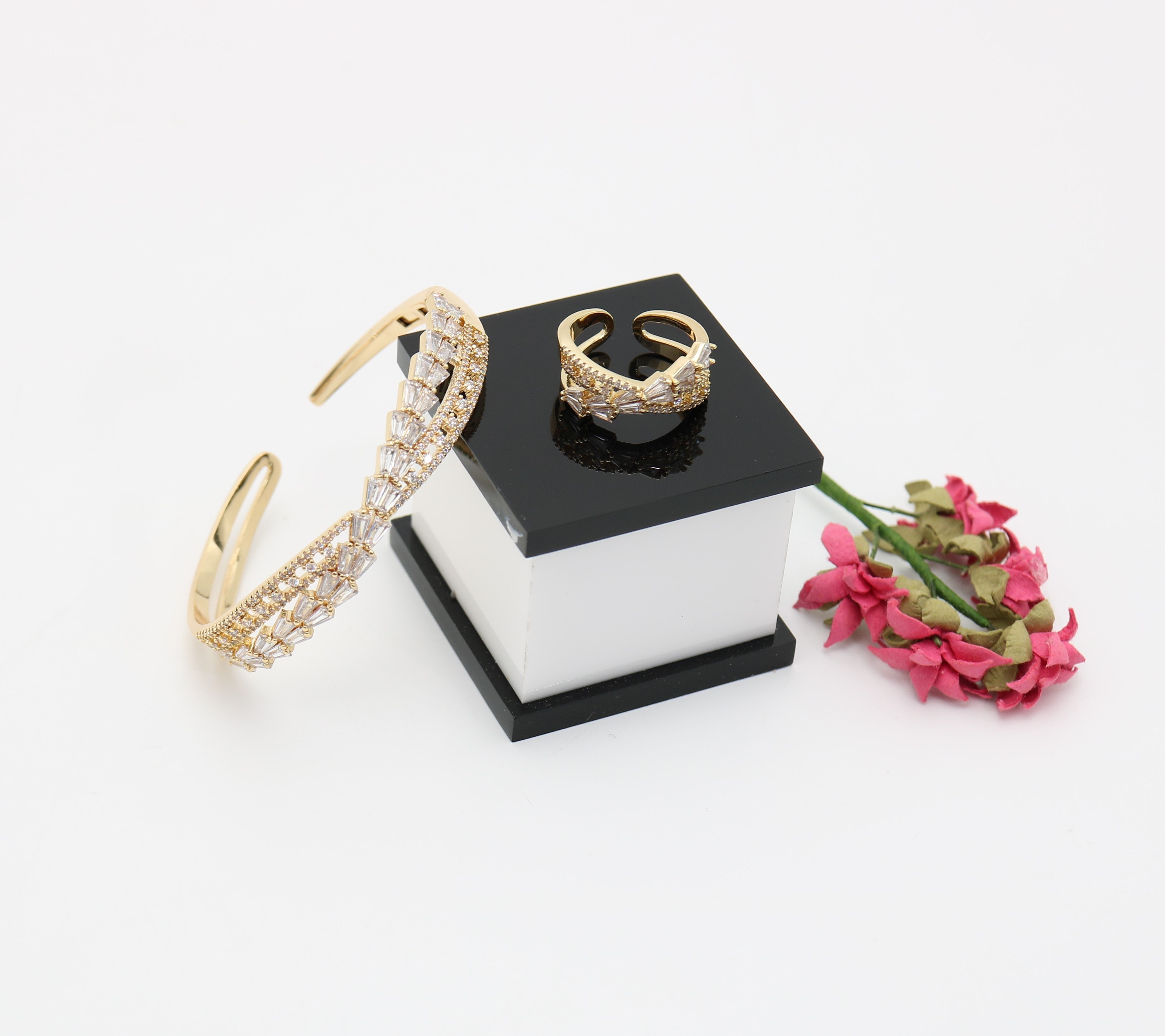 A ring set with a bracelet made of zircon stones Secondary image