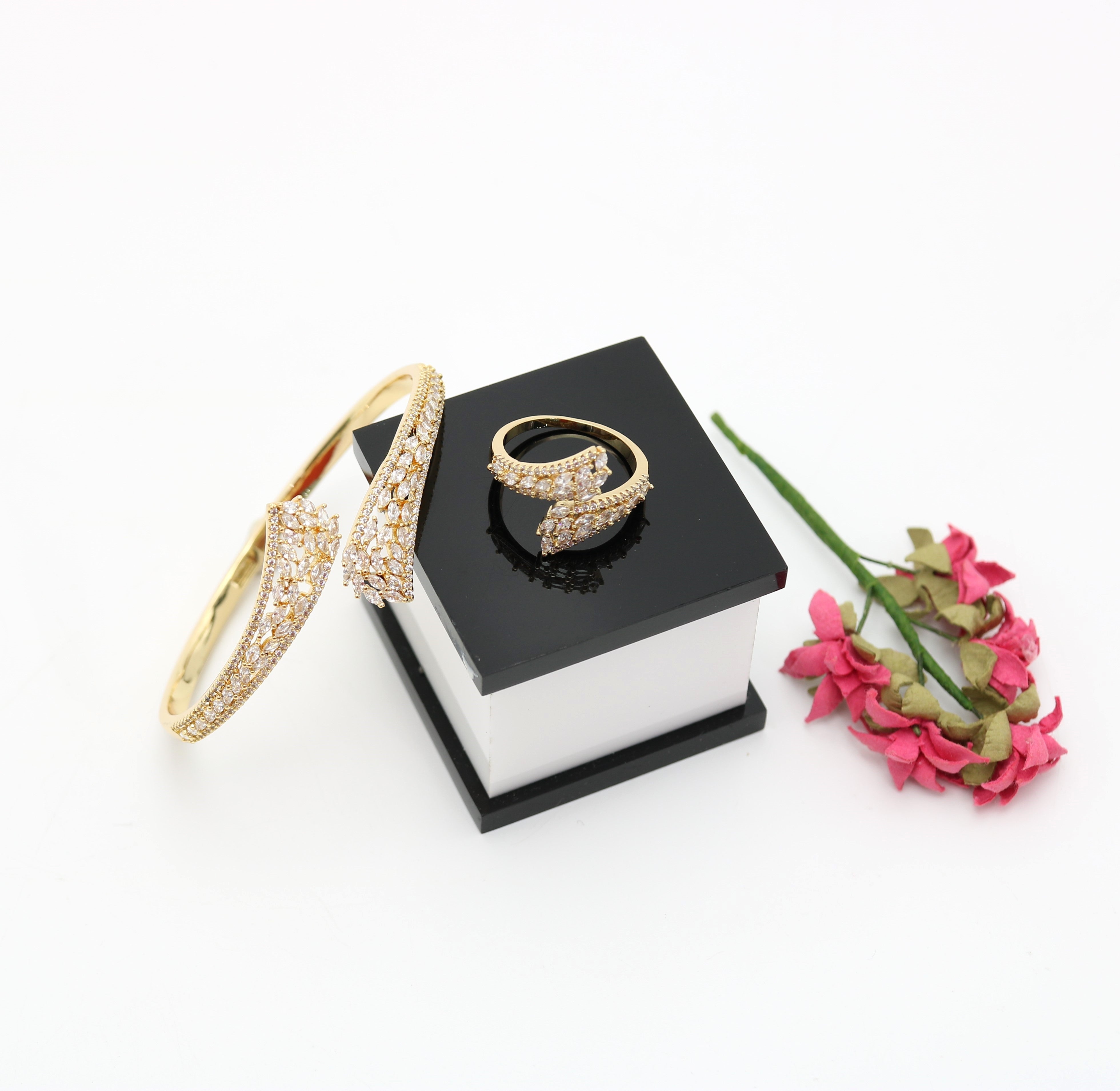 A ring set with a bracelet made of zircon stones Secondary image