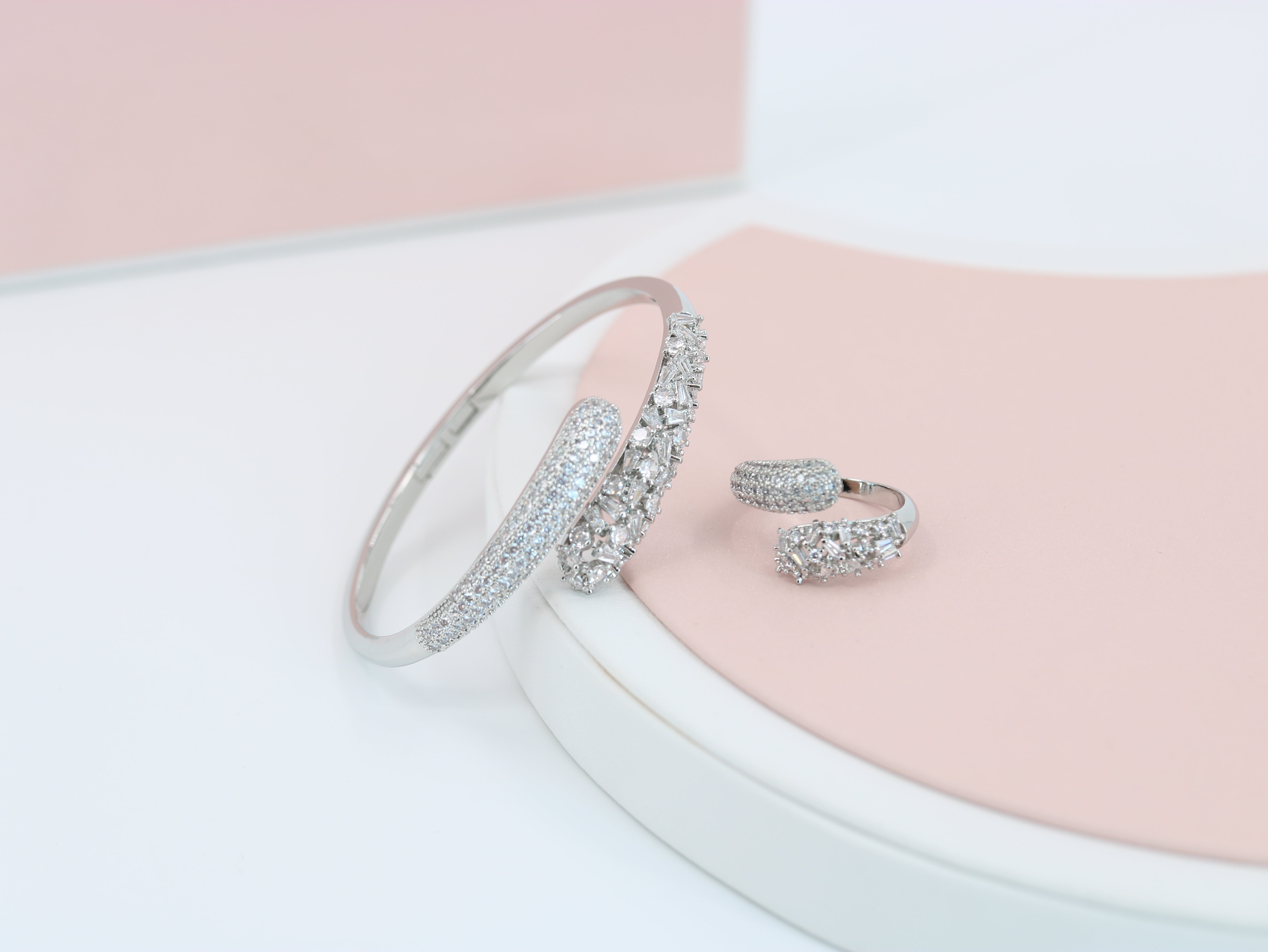 A ring set with a bracelet made of zircon stones Secondary image