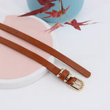 Simple Pin Buckle Skinny Belts Solid Color PU