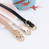 Simple Pin Buckle Skinny Belts Solid Color PU