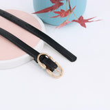 Simple Pin Buckle Skinny Belts Solid Color PU