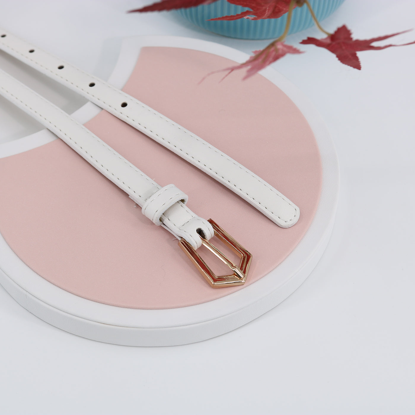 Simple Pin Buckle Skinny Belts Solid Color PU Secondary image