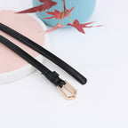 Simple Pin Buckle Skinny Belts Solid Color PU