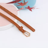 Simple Pin Buckle Skinny Belts Solid Color PU