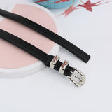 Simple Pin Buckle Skinny Belts Solid Color PU