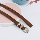 Simple Pin Buckle Skinny Belts Solid Color PU