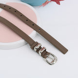 Simple Pin Buckle Skinny Belts Solid Color PU