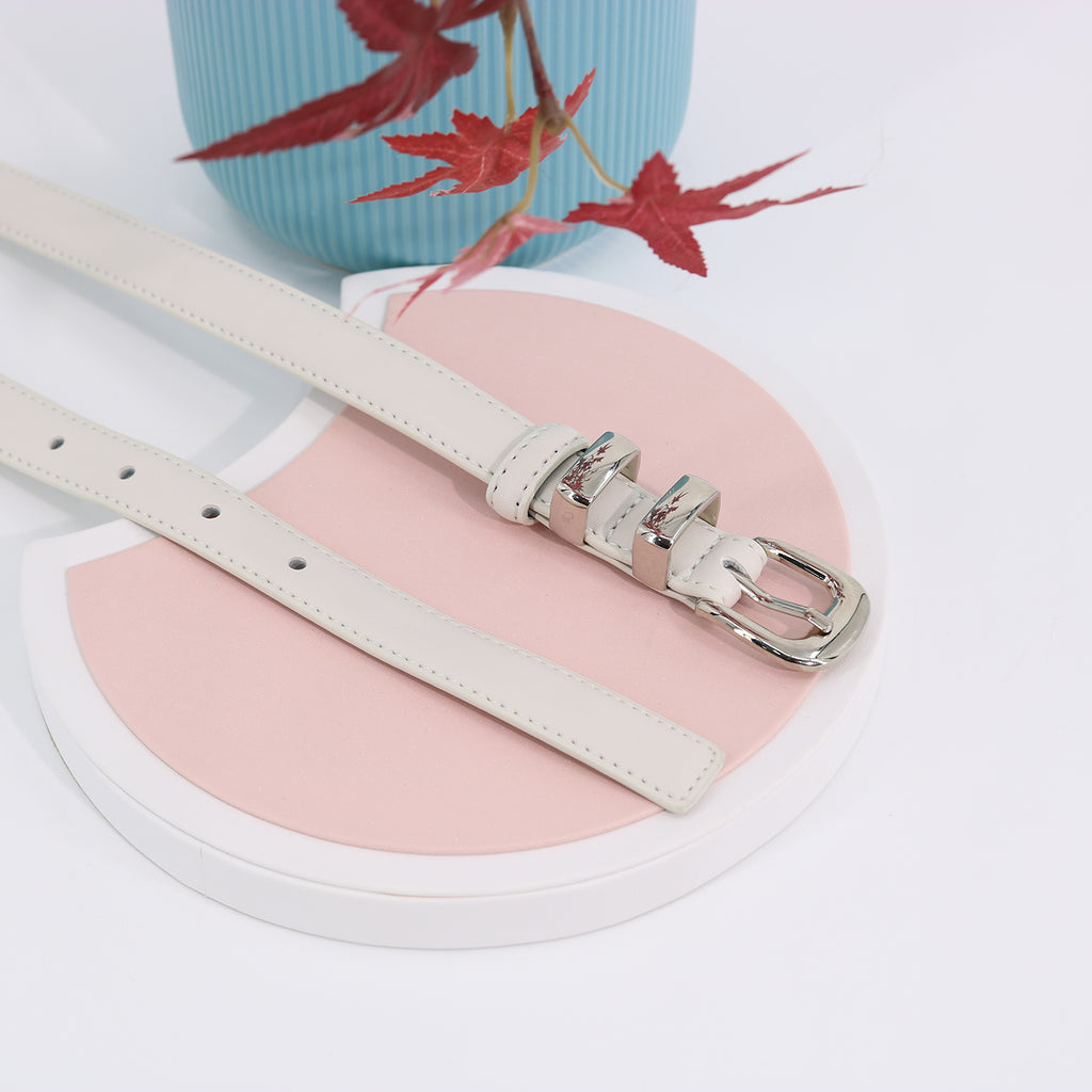 Simple Pin Buckle Skinny Belts Solid Color PU