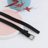 Simple Pin Buckle Skinny Belts Solid Color PU