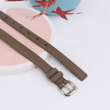 Simple Pin Buckle Skinny Belts Solid Color PU