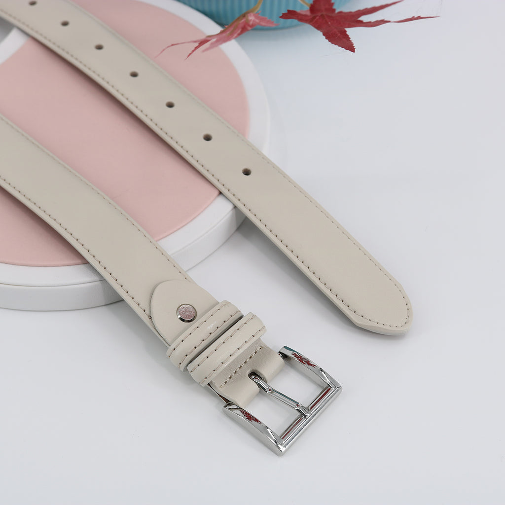Simple Pin Buckle Skinny Belts Solid Color PU