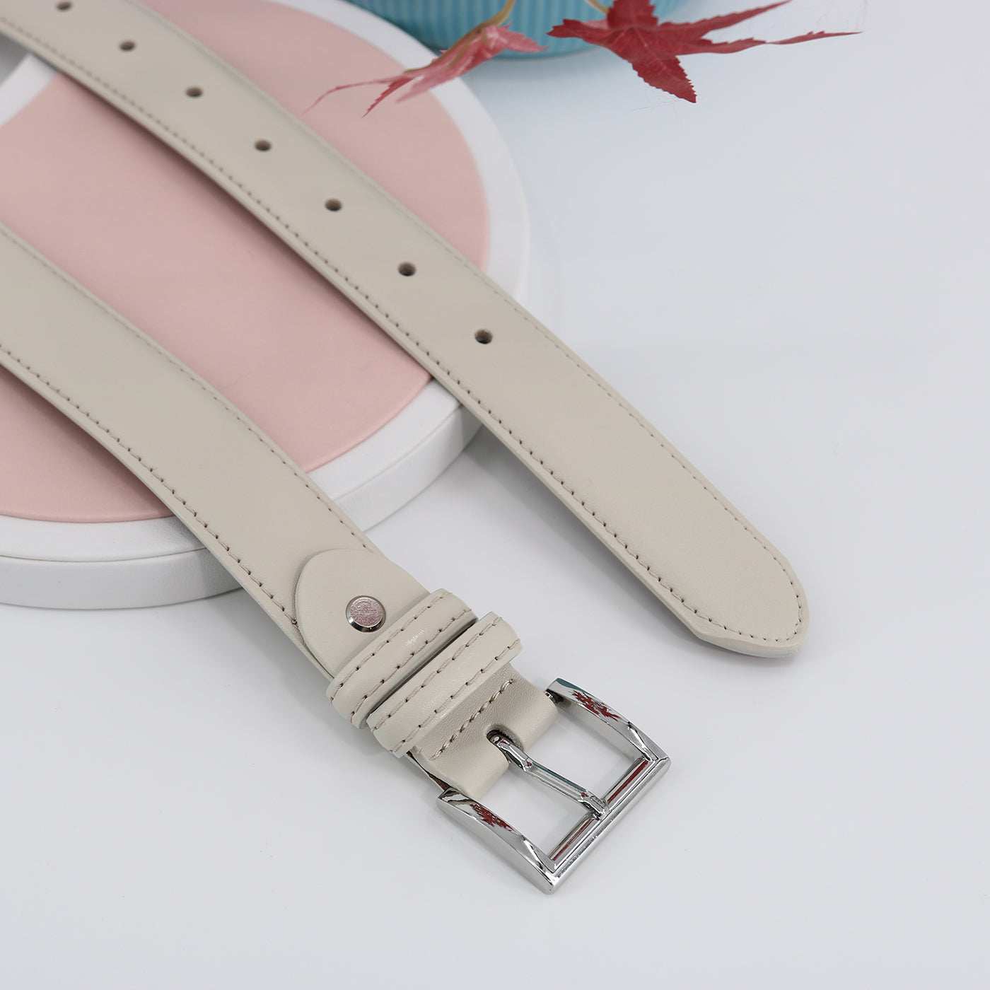 Simple Pin Buckle Skinny Belts Solid Color PU
