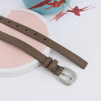 Simple Pin Buckle Skinny Belts Solid Color PU
