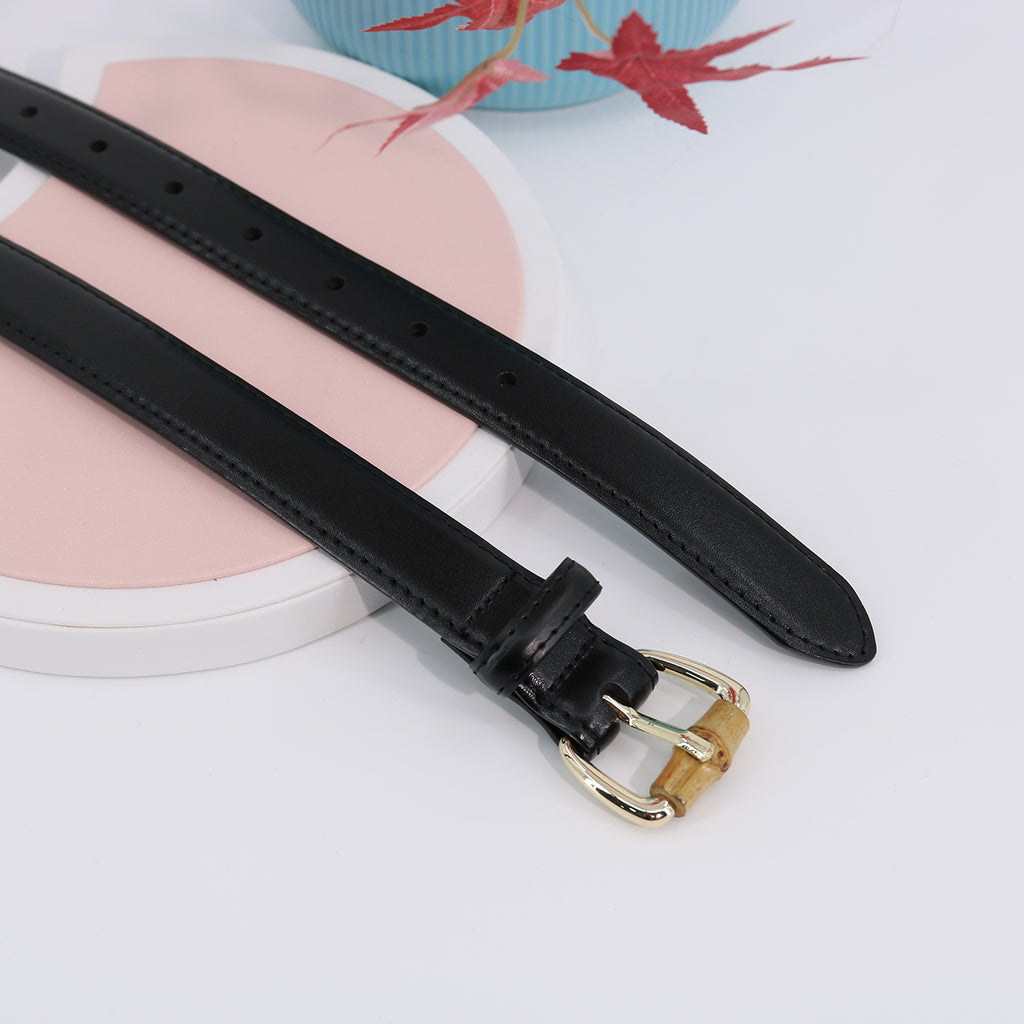 Simple Pin Buckle Skinny Belts Solid Color PU