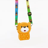 Cute Teddy Bear Bubbles Bag for Girls Soft Silicone