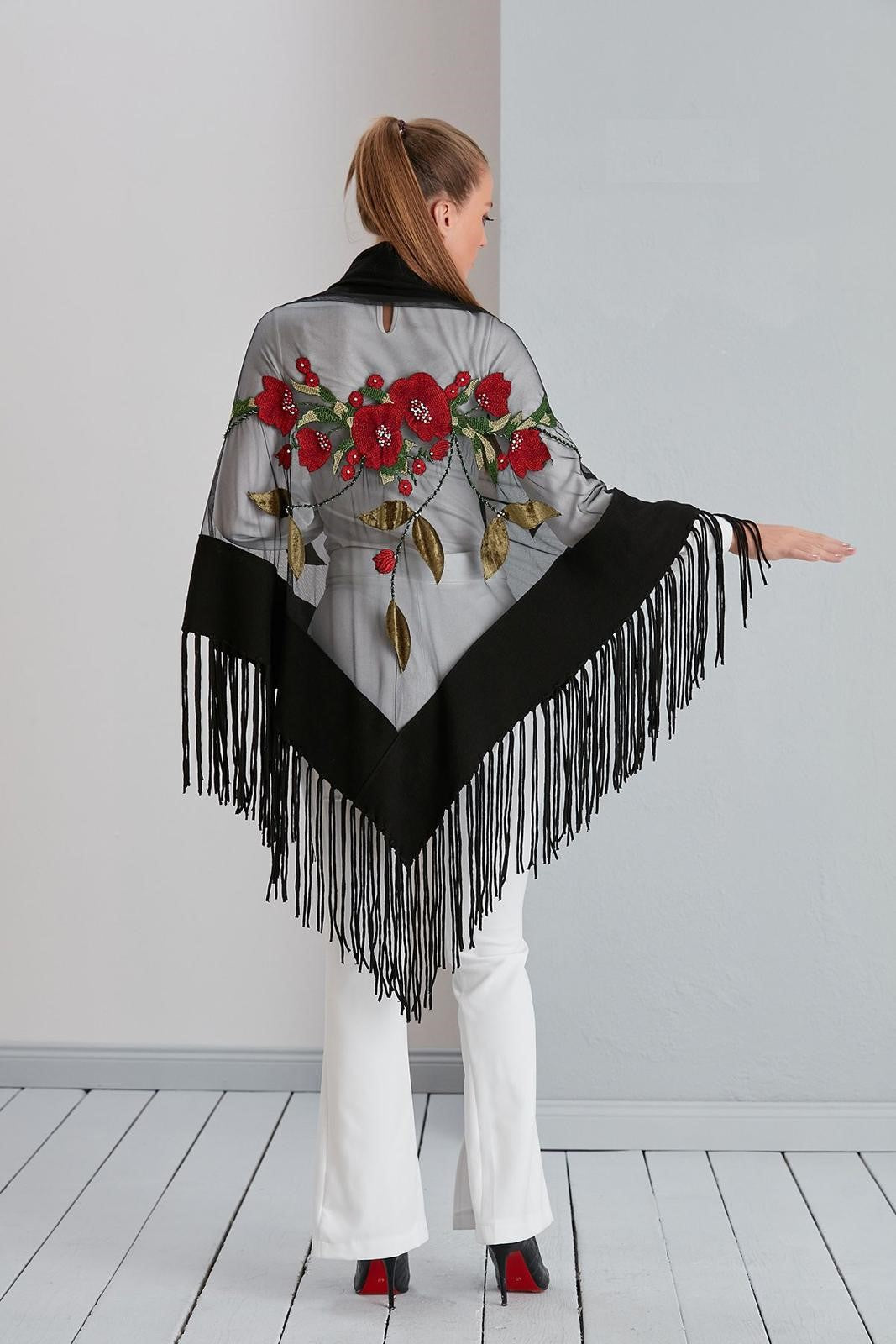 Silk Velvet Handmade Embossed Shawl