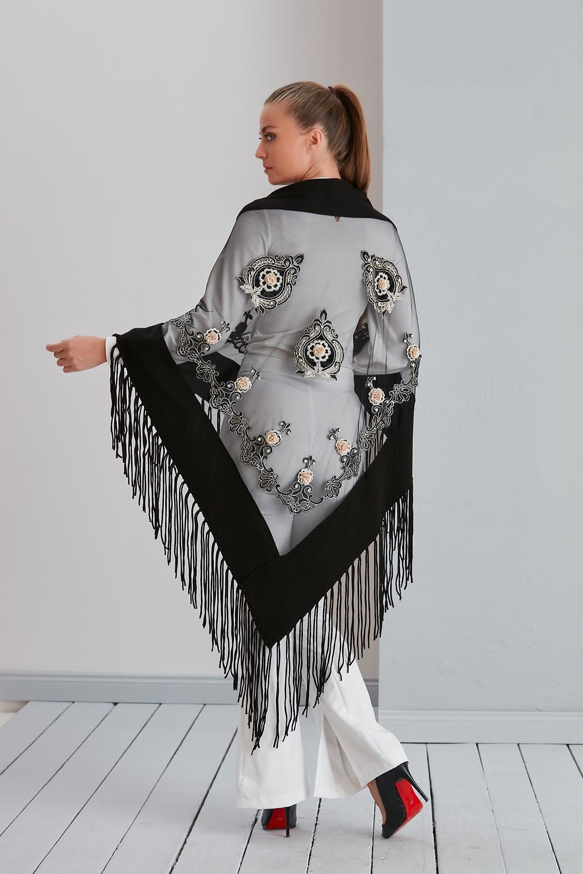 Silk Velvet Handmade Embossed Shawl Main image