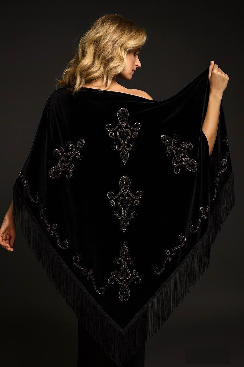 Silk Velvet Handmade Embossed Shawl