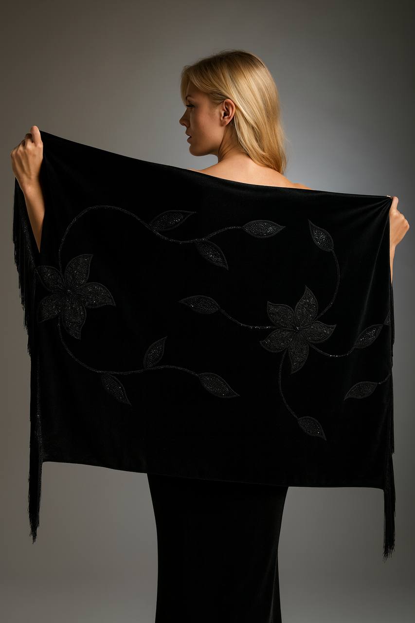 Silk Velvet Handmade Embossed Shawl Secondary image