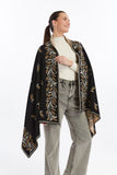 Women's Black Striped Spinning Shawl