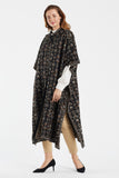 Women's Floral Patterned Hooded Poncho