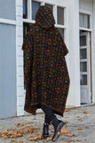 Women's Floral Patterned Hooded Poncho