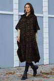 Women's Floral Patterned Hooded Poncho