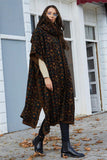 Women's Floral Patterned Hooded Poncho