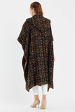 Women's Floral Patterned Hooded Poncho