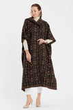 Women's Floral Patterned Hooded Poncho