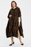 Kilim Pattern Hooded Poncho