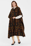 Kilim Pattern Hooded Poncho