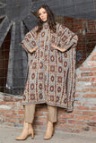 Kilim Pattern Hooded Poncho