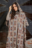 Kilim Pattern Hooded Poncho