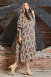 Kilim Pattern Hooded Poncho