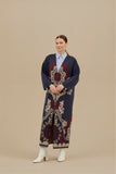 Women's Navy Blue Floral Patterned Cardigan