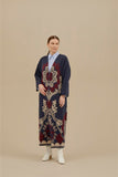 Women's Navy Blue Floral Patterned Cardigan